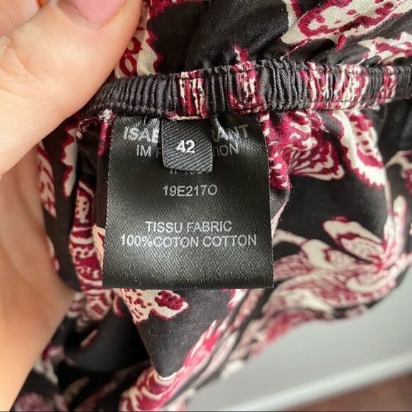 Isabel Marant dark brown red floral Lilia one shoulder ruffle cotton mini dress - Picture 6 of 8